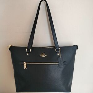 Coach Leather Gallery Tote Midnight Blue Gold Hardware